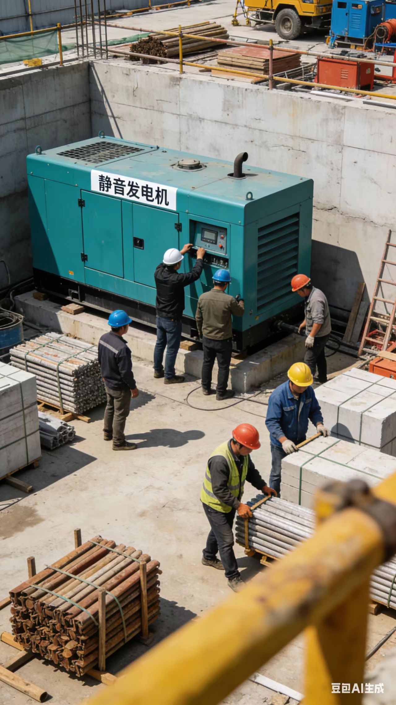 金华静音大型发电机租赁｜工地施工保供电现场实拍