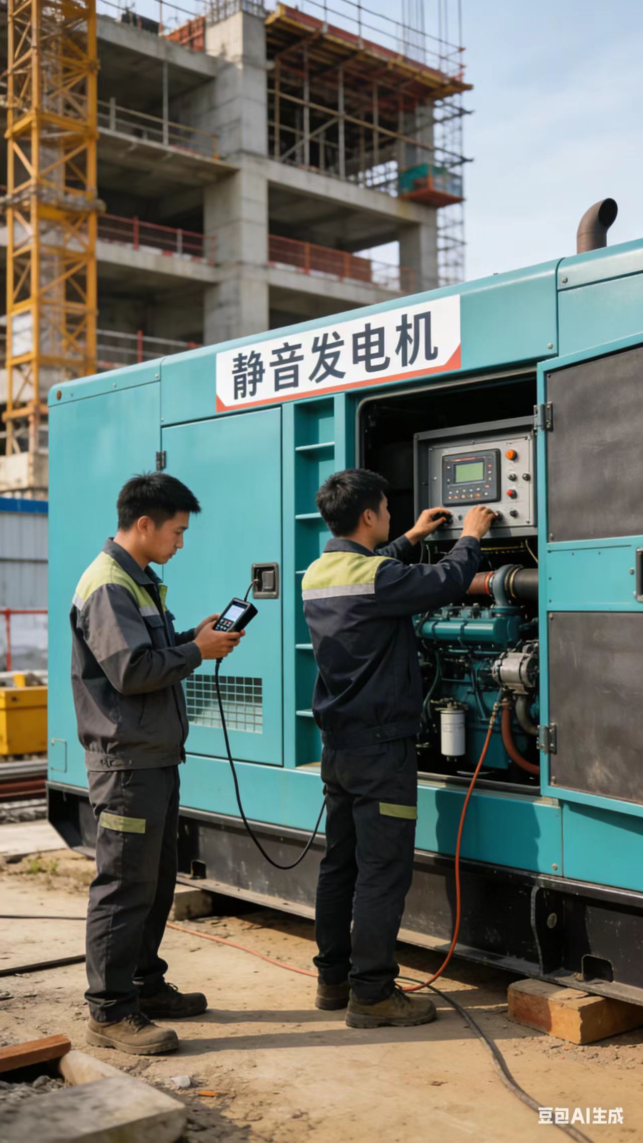 台州静音大型发电机租赁｜工地应急发电现场实拍