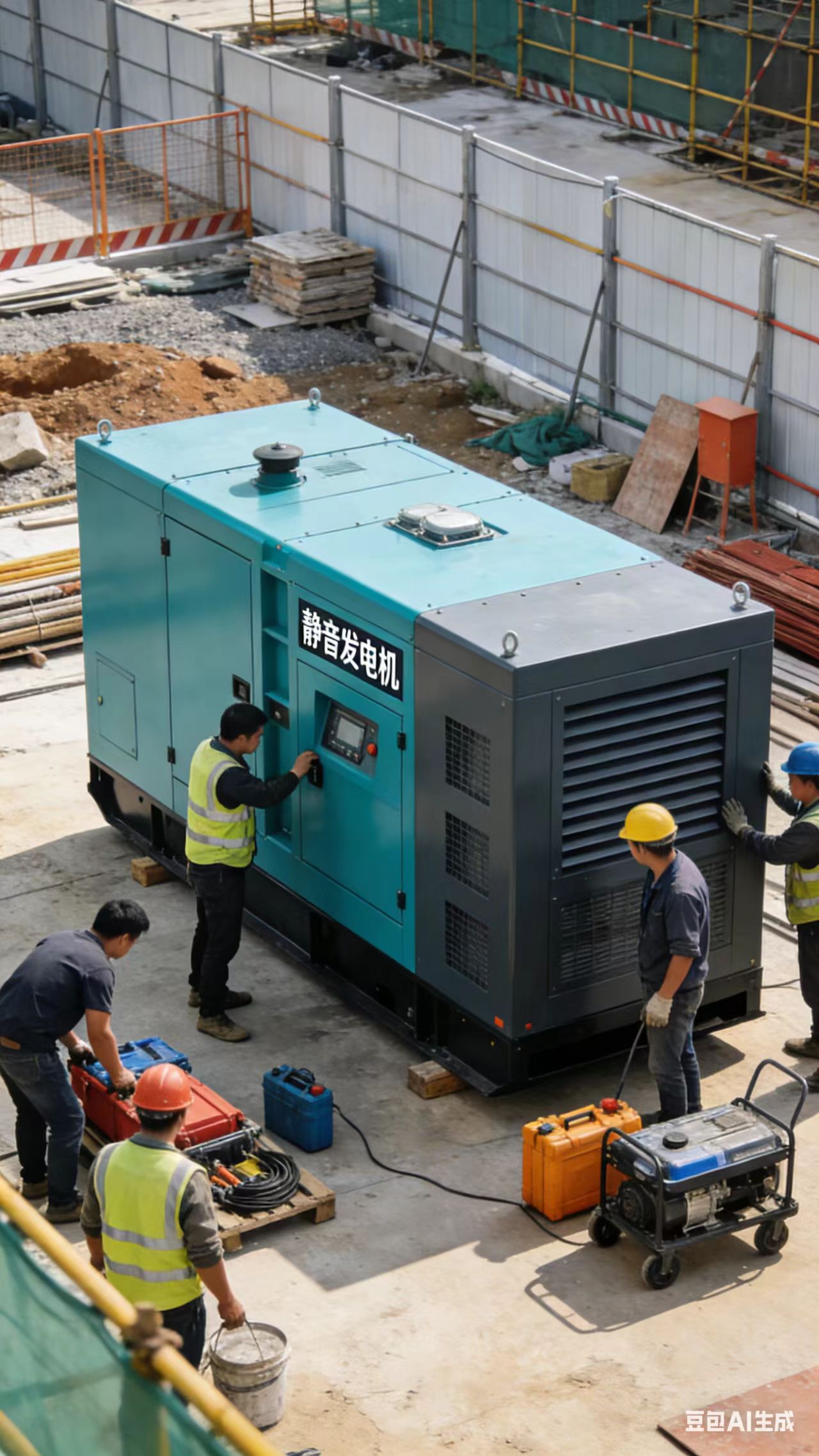 台州静音大型发电机租赁｜工地应急发电现场实拍