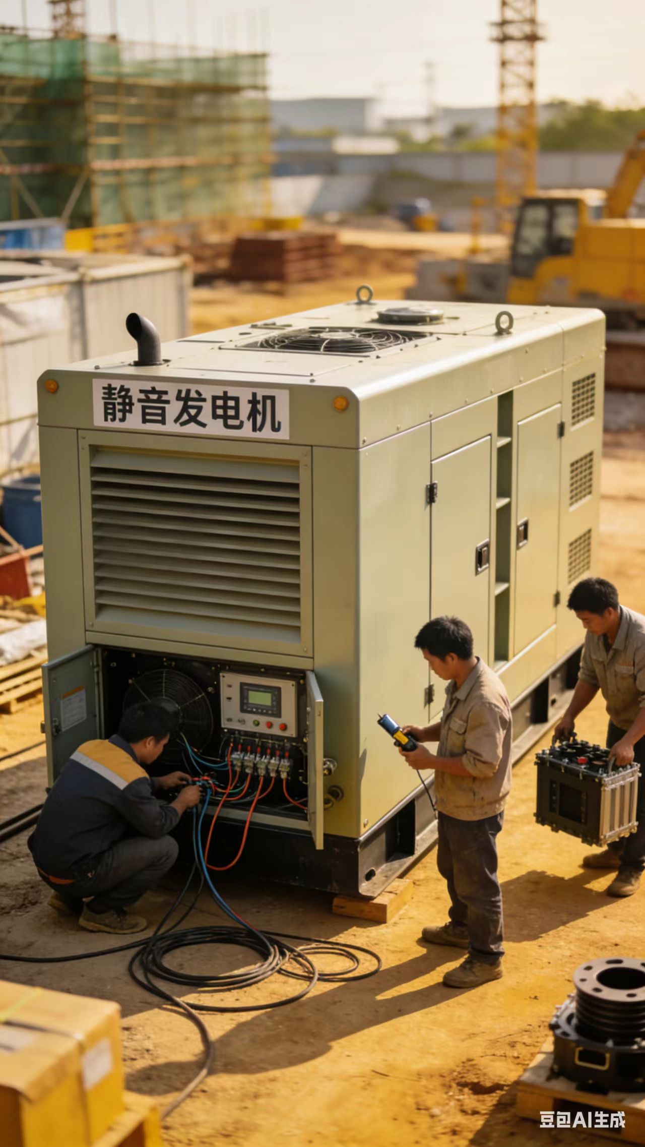 台州静音大型发电机租赁｜工地应急发电现场实拍