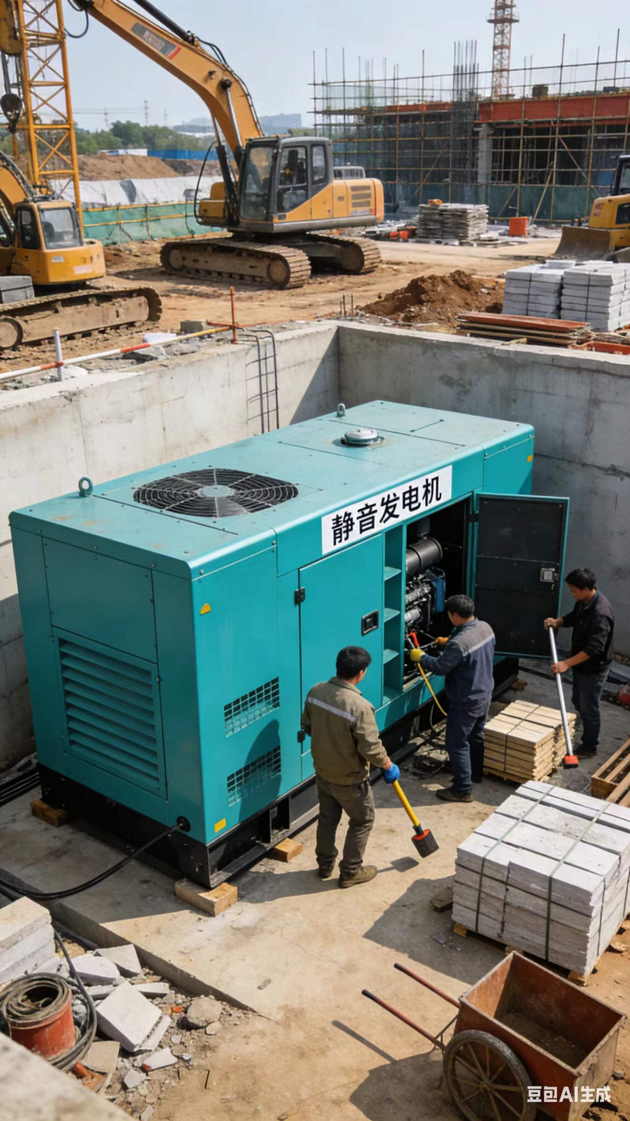 衢州静音大型发电机租赁｜工地施工应急供电现场纪实