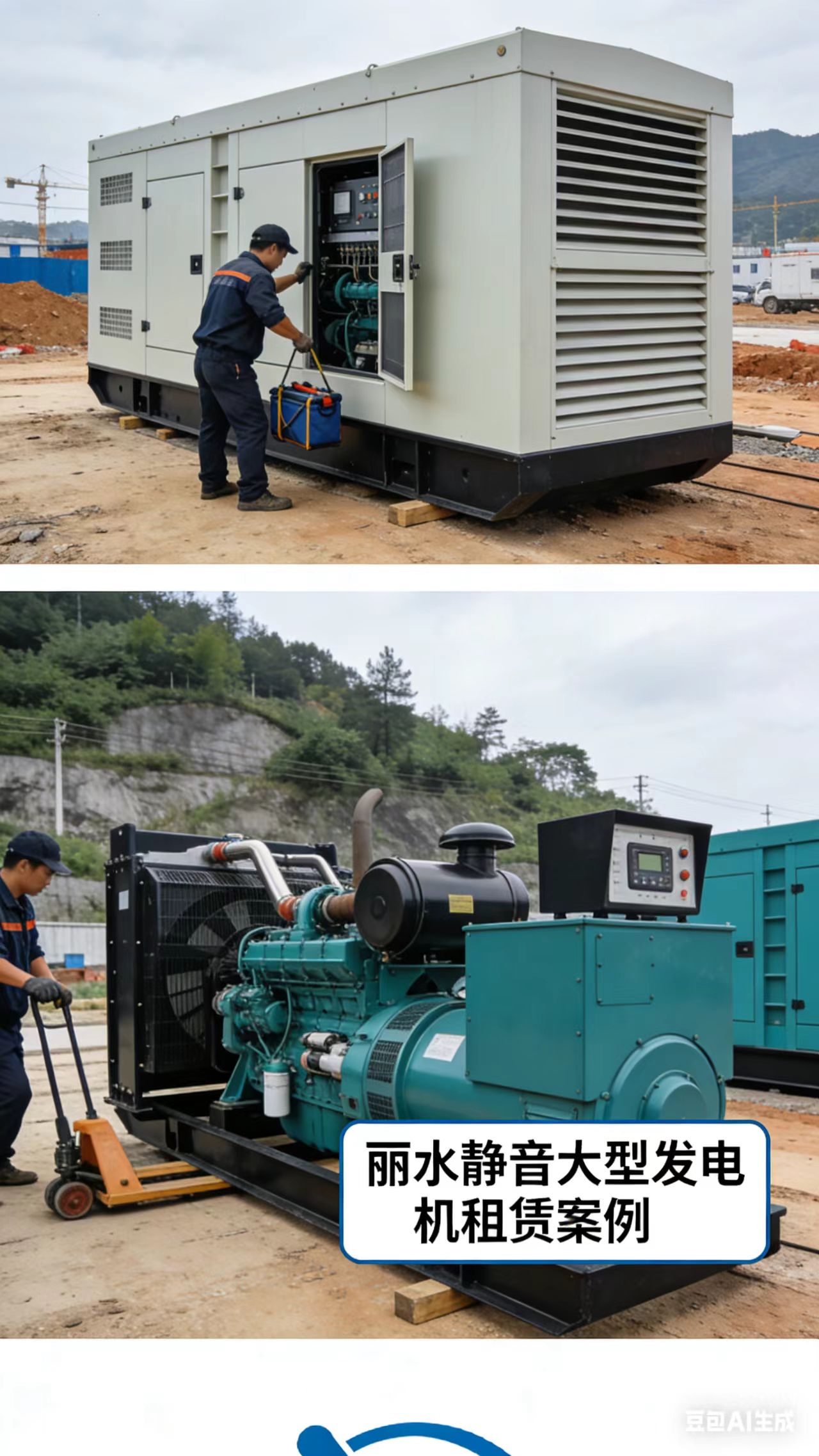 丽水静音大型发电机租赁｜工地应急发电真实案例实拍