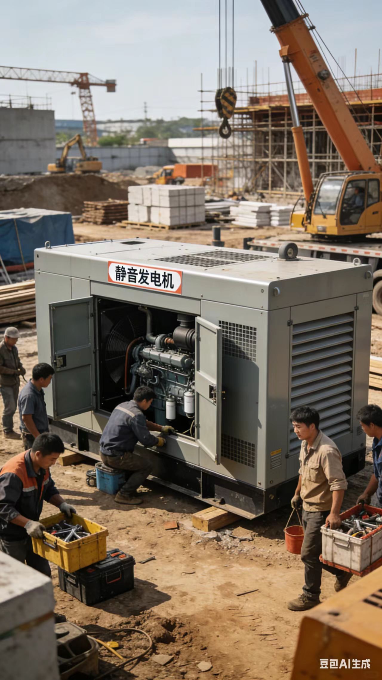 金华静音大型发电机租赁｜工地施工保供电现场实拍