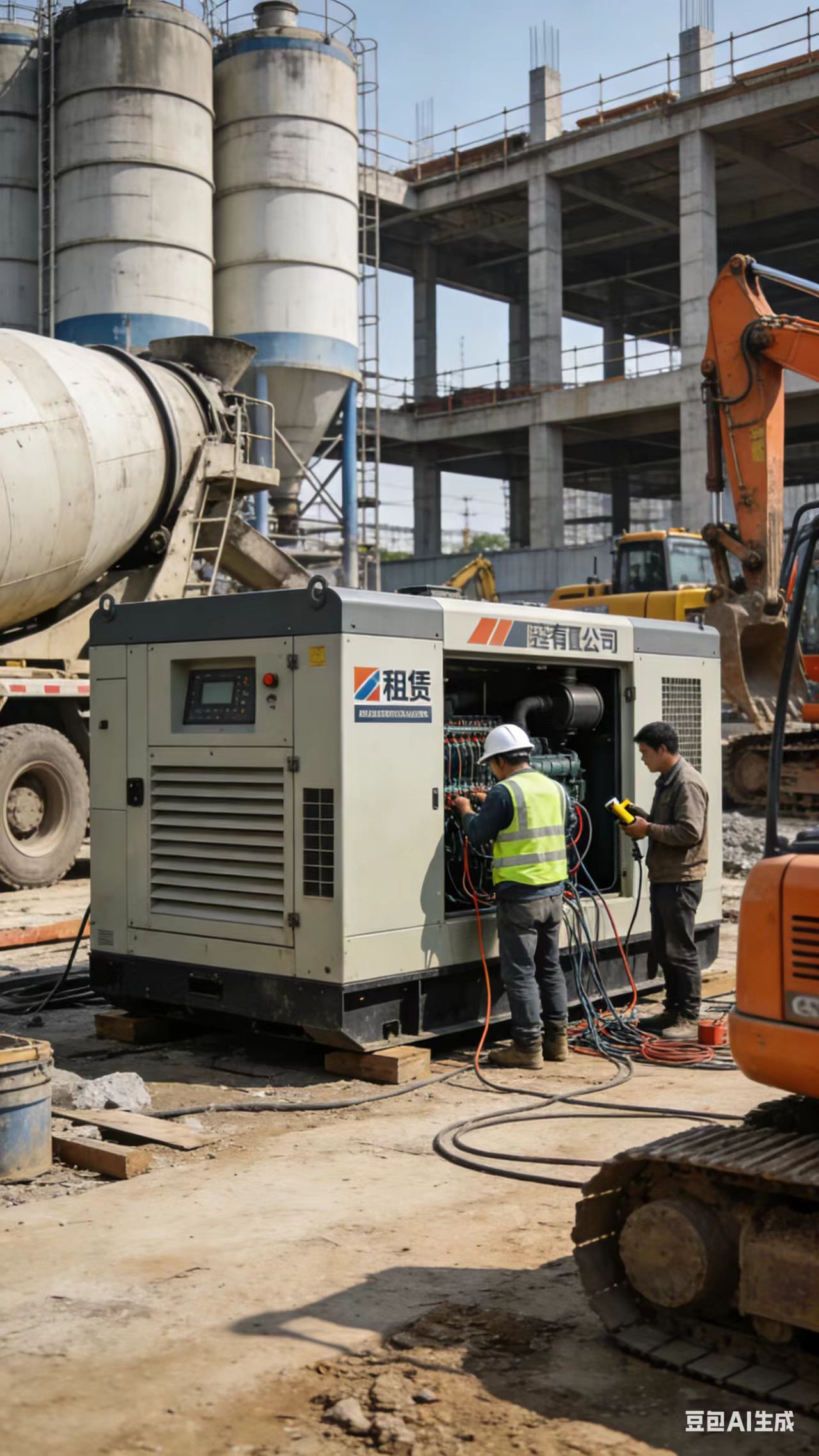 绍兴静音大型发电机租赁｜工程施工应急供电作业实录