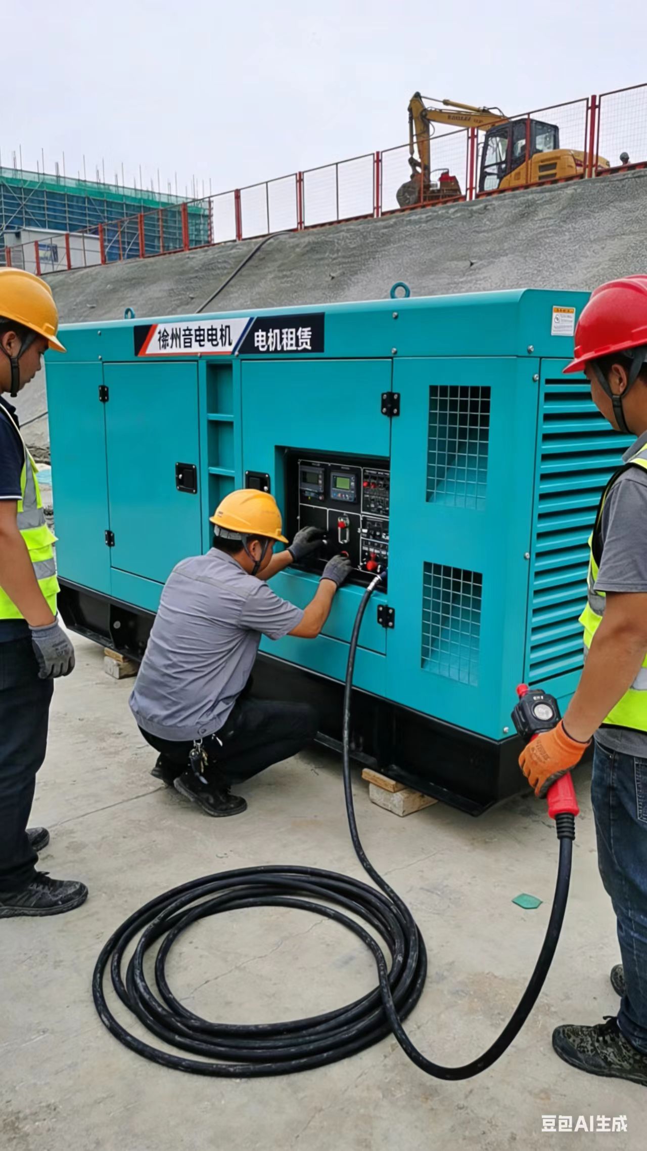 台州静音大型发电机租赁｜工地应急发电现场实拍