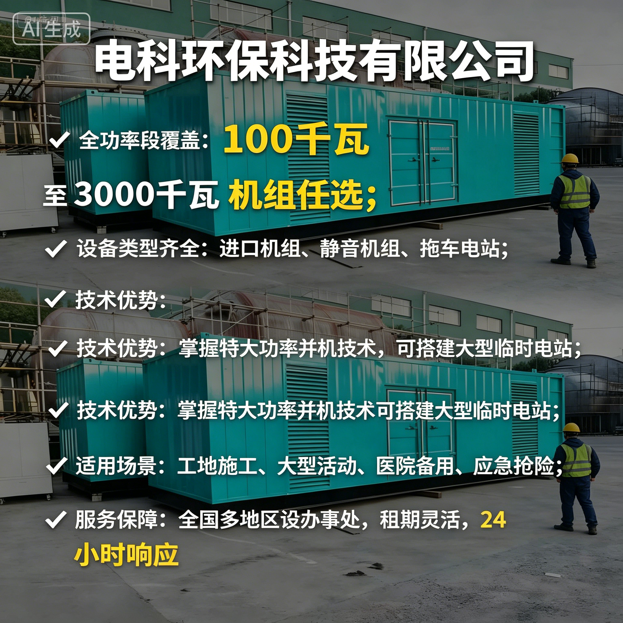 榆林工地/应急用电租赁怎么选？2026优选电科环保应急发电机租赁FAQ全攻略奉上